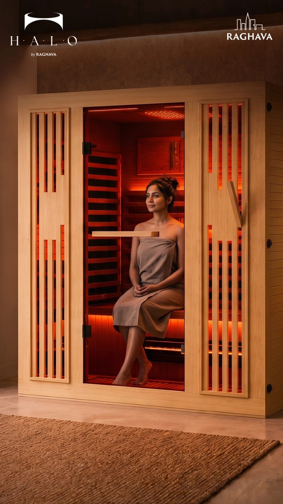 Infrared sauna at Raghava Halo's wellness club in Kondapur