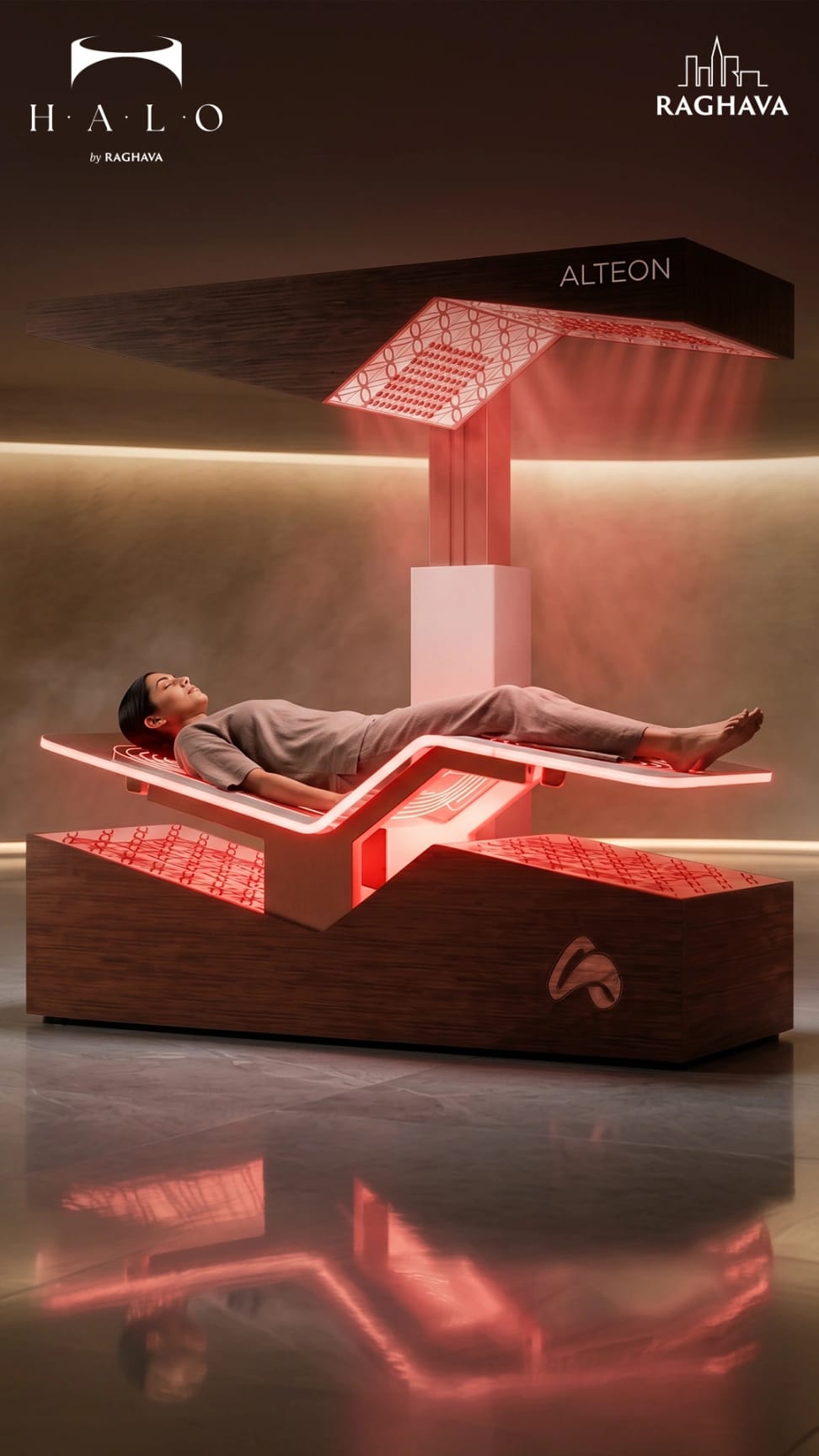 Red light therapy suite at Raghava Halo's wellness club in Kondapur, Hyderabad
